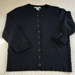 Black button down fine gauge sweater